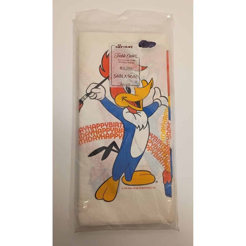 1981 Vintage Party Place Woody Woodpecker Paper Table Cover 54x96" - New!